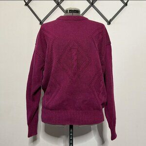 Early 1980’s Vintage GAP Heavy knit Hot Pink Cable sweater Medium Women’s